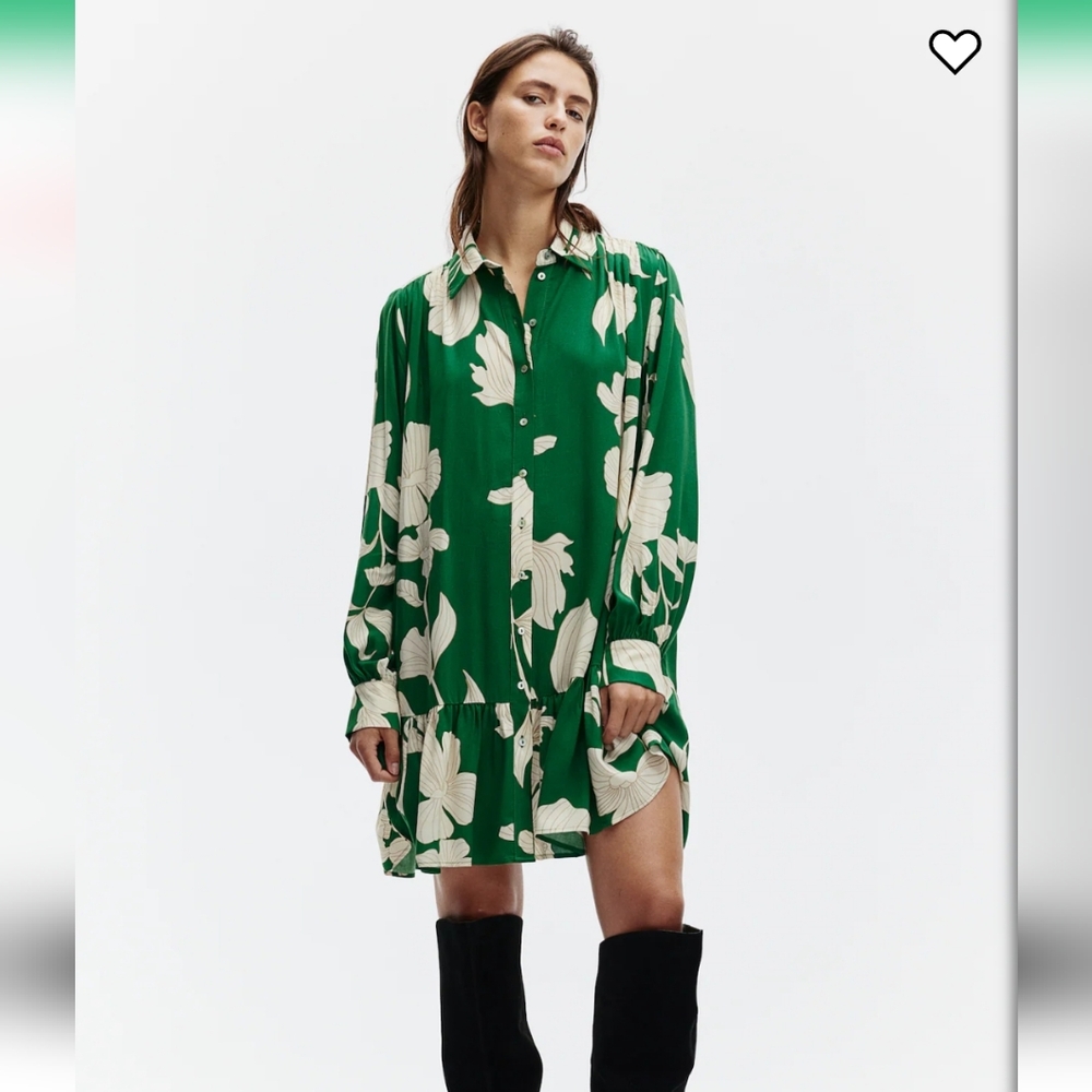 H&M Oversized Green&Beige Shirt Dress